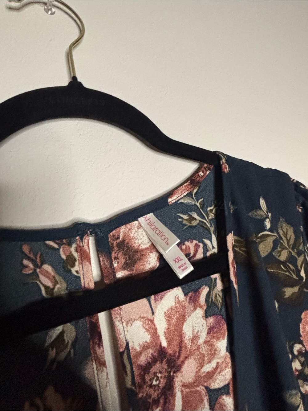 Xhilaration Teal Floral Maxi Dress with Pink Roses - Picture 2 of 2